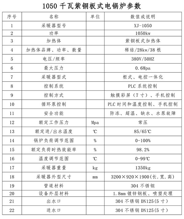 1050kw紫铜板式电锅炉